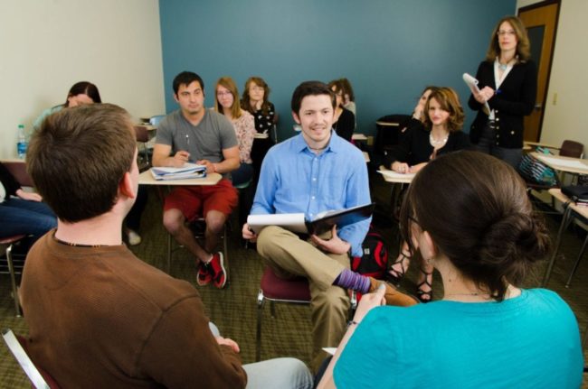 students in discussion