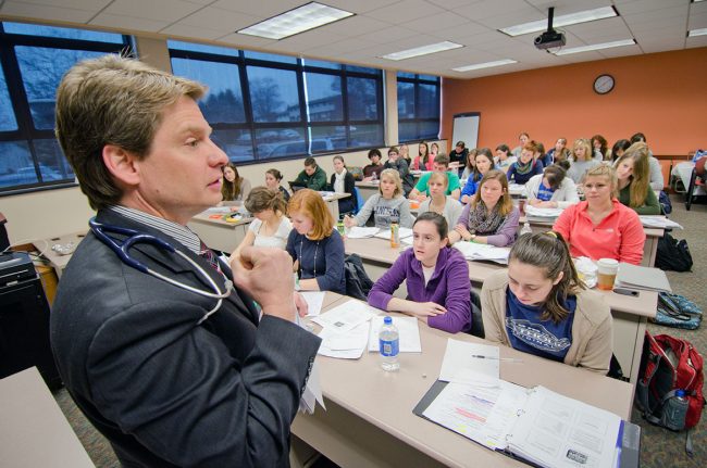 Dr. Harris in nursing class